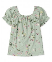 Childrens Place Mint Green Floral Ruffle Top